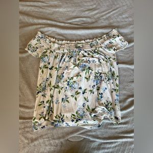 aeropostale off the shoulder silky flower shirt
